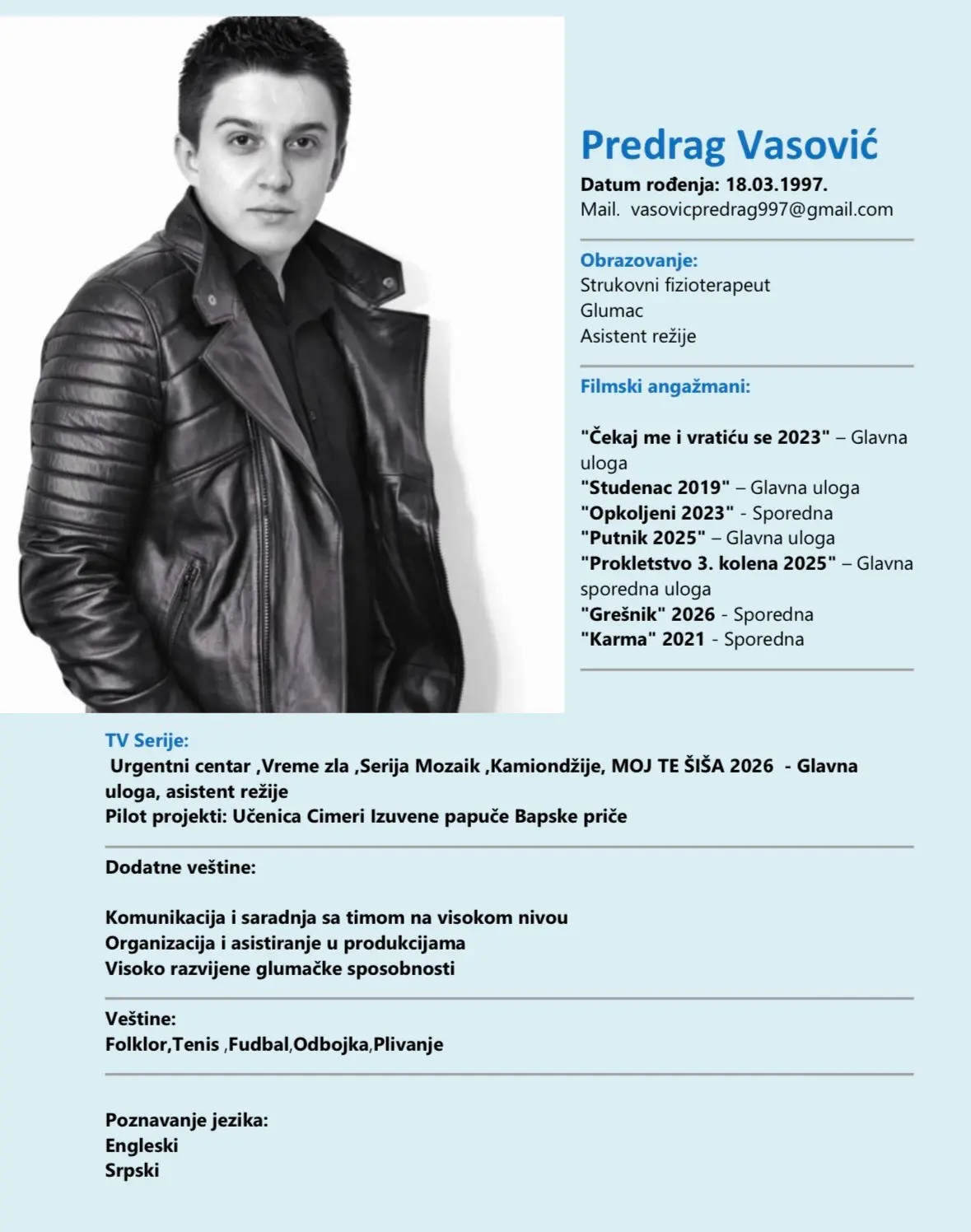 Biografija glumca Predraga